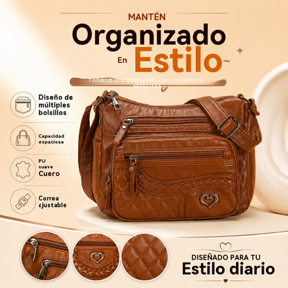 50% DE DESCUENTO 👜 Elegante bolso de hombro de piel auténtica de gran capacidad para mujer