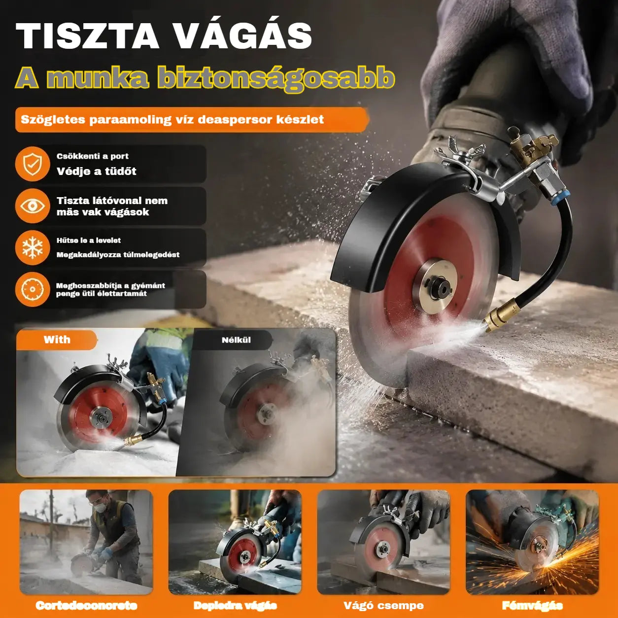 🔧 50% KEDVEZMÉNY KORLÁTOZOTT IDEIG! ✨ Vízpermetező a vágógépek portalanításához: két szórási mód, rugalmas alumínium cső, rozsdamentes 💧