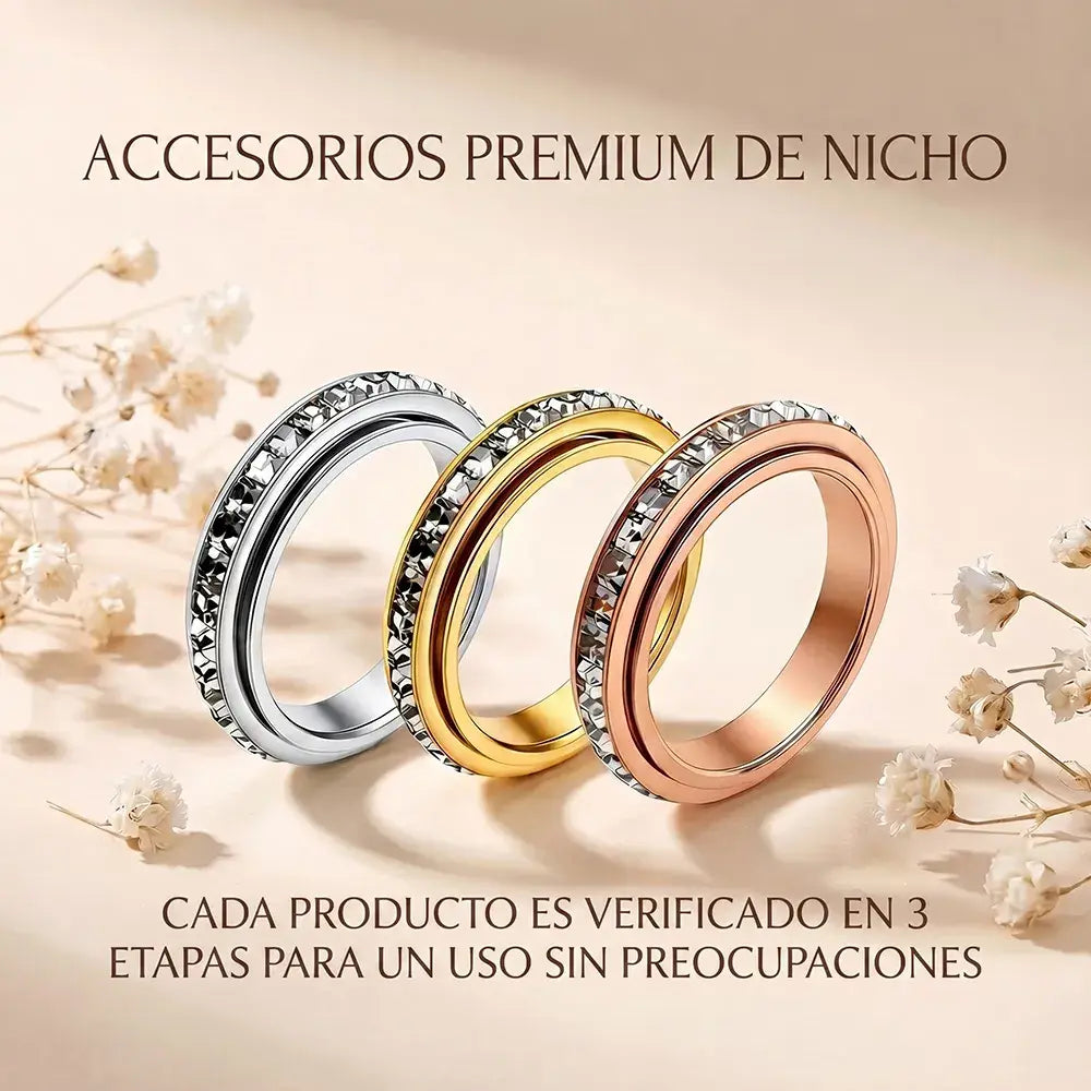 💎 Anillo Giratorio para Mujer con Piedras Cuadradas de 4 mm – Diseño Elegante y Brillante