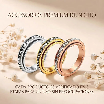 💎 Anillo Giratorio para Mujer con Piedras Cuadradas de 4 mm – Diseño Elegante y Brillante