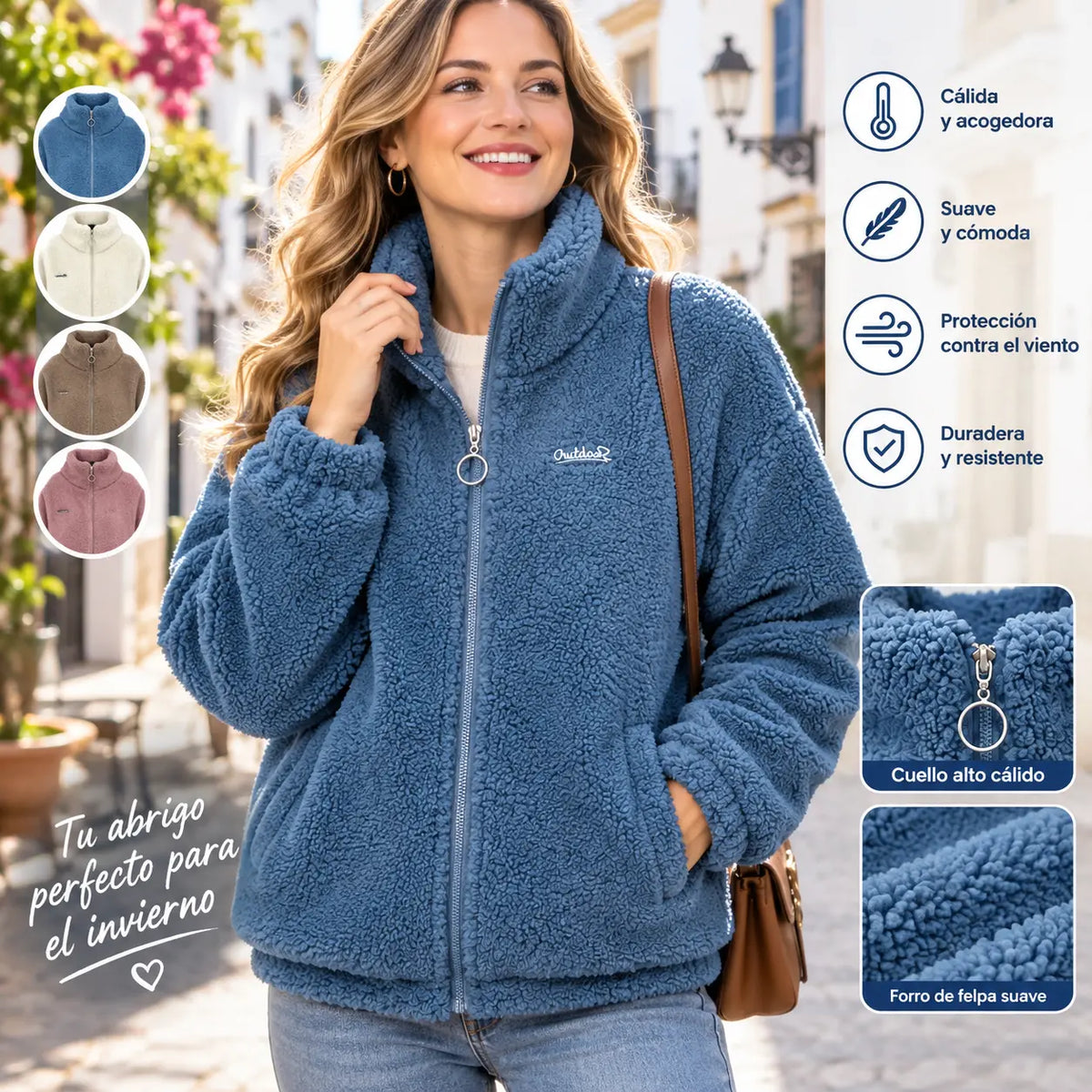 😍 ¡A mitad de precio! 【M-4XL】Chaqueta polar de invierno, chaqueta gruesa con forro de borreguillo, chaleco cálido.