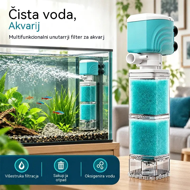 🐠💧 Unutarnji akvarijski filtar 3 u 1 | Usisavač otpada, pumpa za vodu, oksigenacija i cirkulacija