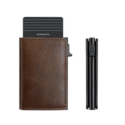 Tarjetero desplegable de aleación de aluminio con protección RFID antirrobo para hombre