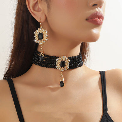 🌹 ¡¡50% DE DESCUENTO AHORA!! 🌹 Conjunto de lujo con collar y pendientes de cristal