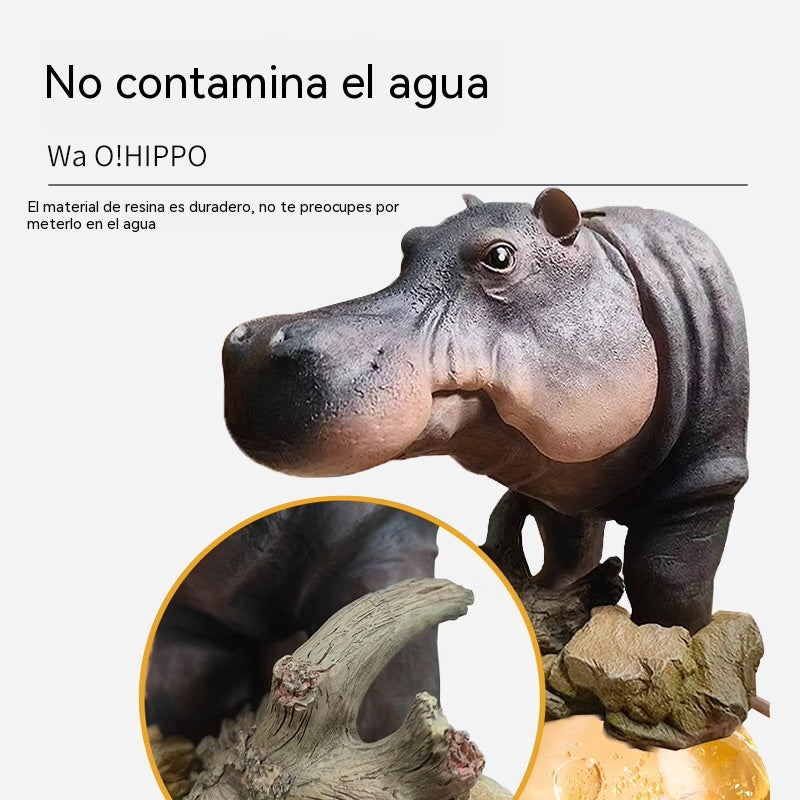 🔥【Hipopótamo + Bomba de aire】Bomba de aire de burbujas con forma de hipopótamo para acuario, adorno decorativo neumático para acuario
