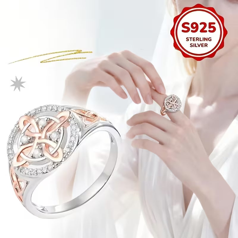 🎁【Compra 1 y llévate 1 gratis】💖💎 Anillo de protección de diamantes bicolor, nudo mágico