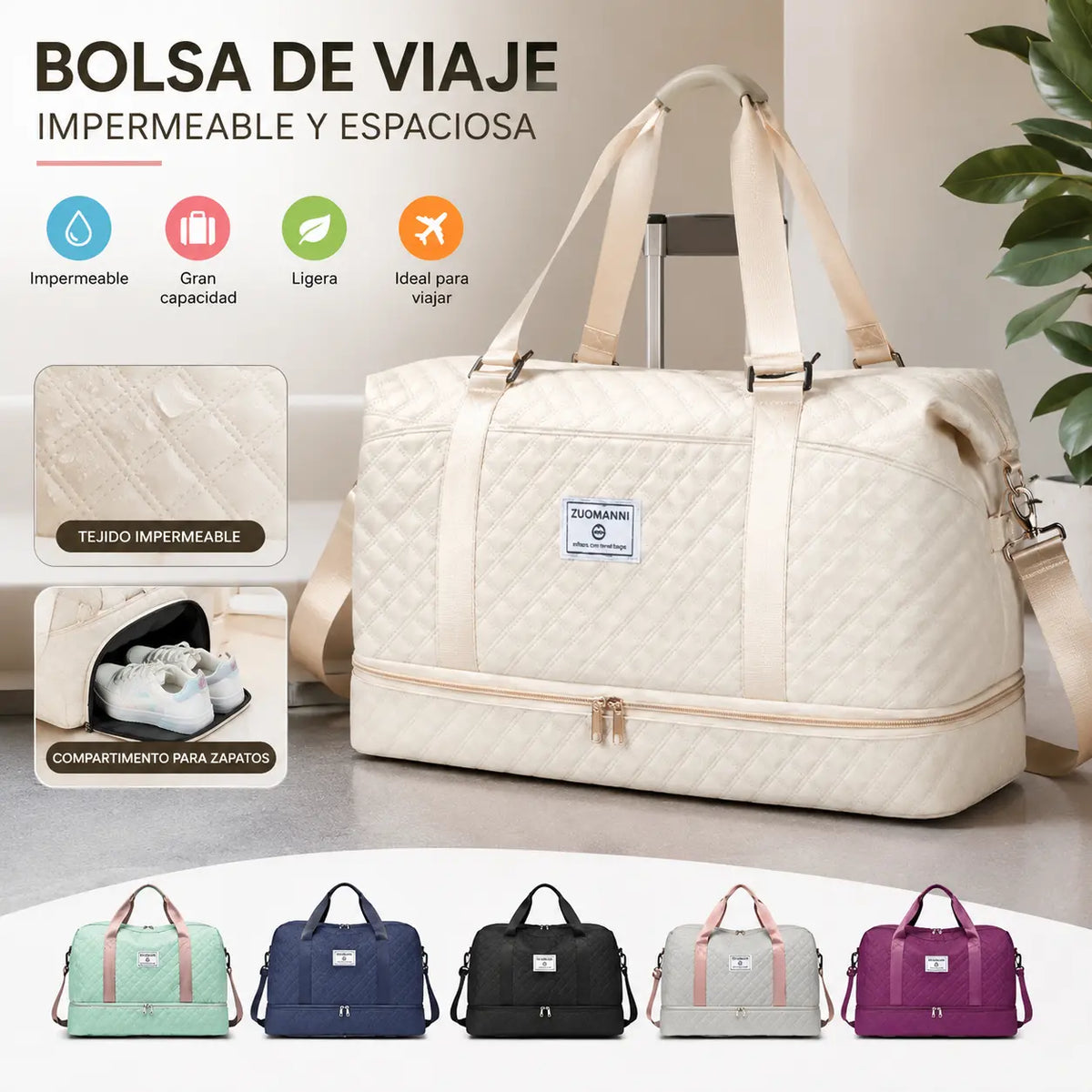 🔥Elegante bolsa de viaje de gran capacidad con diseño de separación para uso húmedo y seco, adecuada para yoga y fitness.