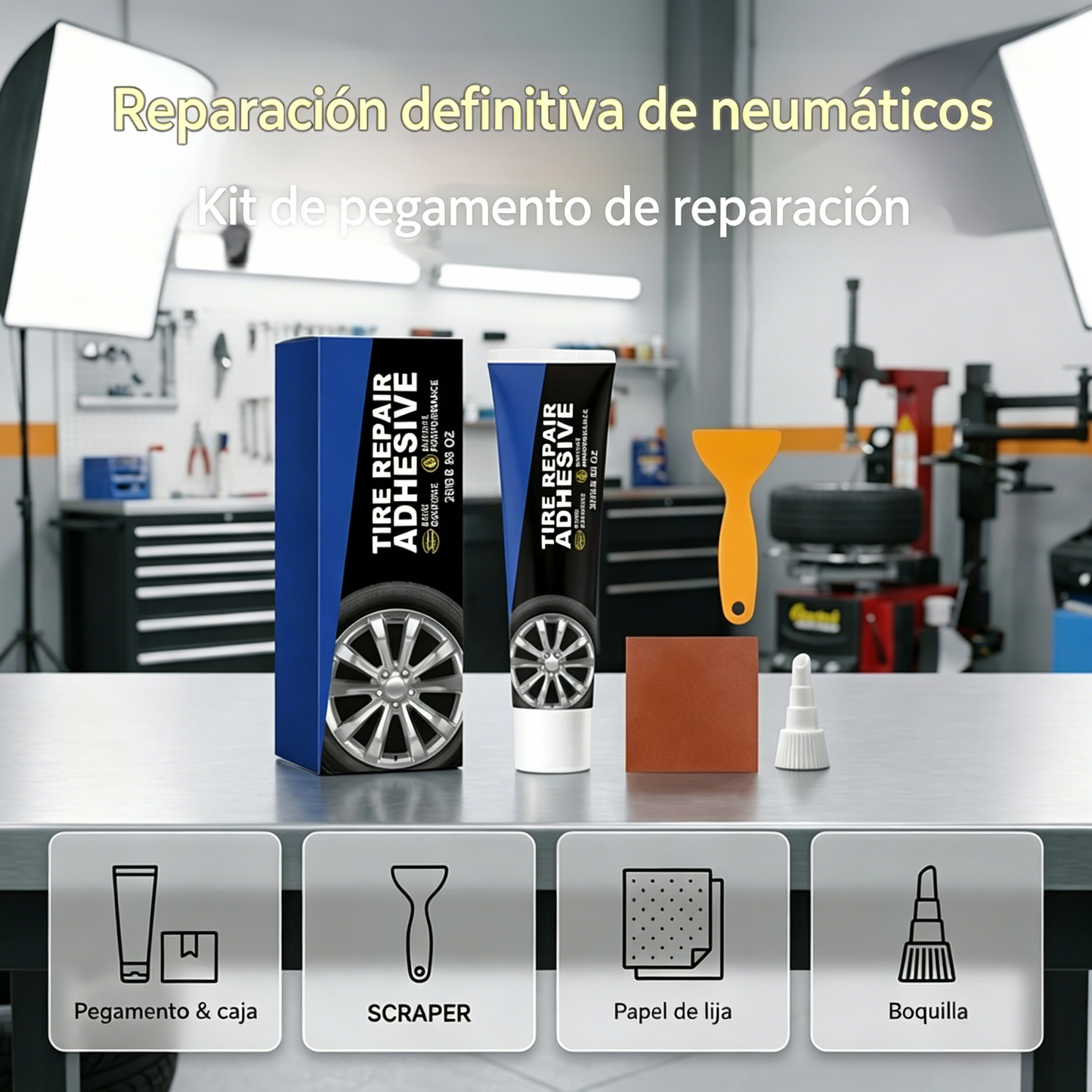 🔥【Compra 1 y llévate 1 gratis】✨Kit de pegamento para reparación de neumáticos: secado rápido, fuerte adherencia, pago contra entrega.