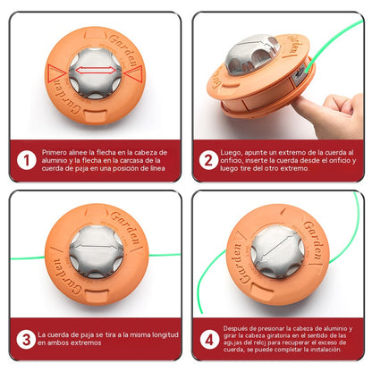 Cabezal de cortacésped resistente al desgaste con sistema de alimentación automática de cuerda, sin necesidad de desmontaje. [Incluye cuerda de corte de 10 m]