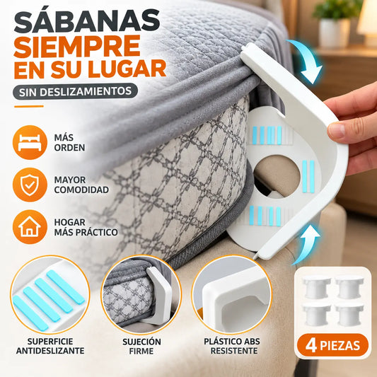 [(4 piezas) 22 euros ]🧵🏠Sujetadores Invisibles para Sábanas – Sin Agujas, Antideslizantes y Fáciles de Usar