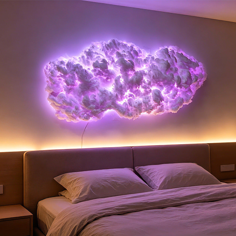 Lámpara LED RGB inteligente con forma de nube, decoración personalizada, brillo ajustable, control remoto, decoración moderna para el dormitorio.