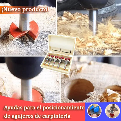 ⚙️【Un juego de 5 piezas】🛠️ Juego de Brocas Forstner Ajustables con Posicionamiento Preciso de Carburo 15-35 mm