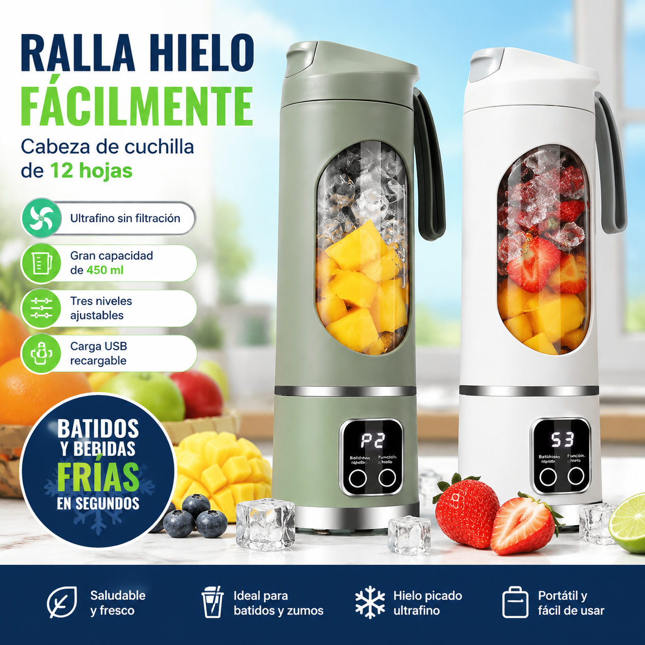 ✨🍹 Licuadora portátil inalámbrica 🔥 Diseño portátil inalámbrico