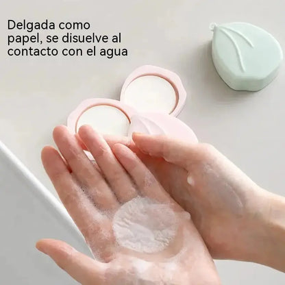 Jabonera portátil, jabón de doble capa con aroma floral, jabón desechable