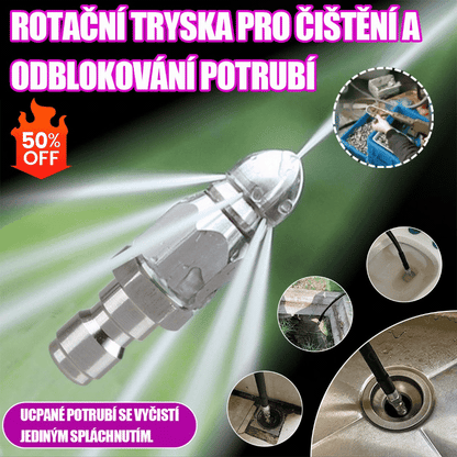 🔥【Koupit 1 a získat 1 zdarma】2 kusy 570Kč🛠️Vysokotlaká tryska na vodní tříště z nerezové oceli s rychloupínacími tryskami 1/4 vpředu a šesti tryskami vzadu pro čištění a uvolňování ucpání odtokového potrubí