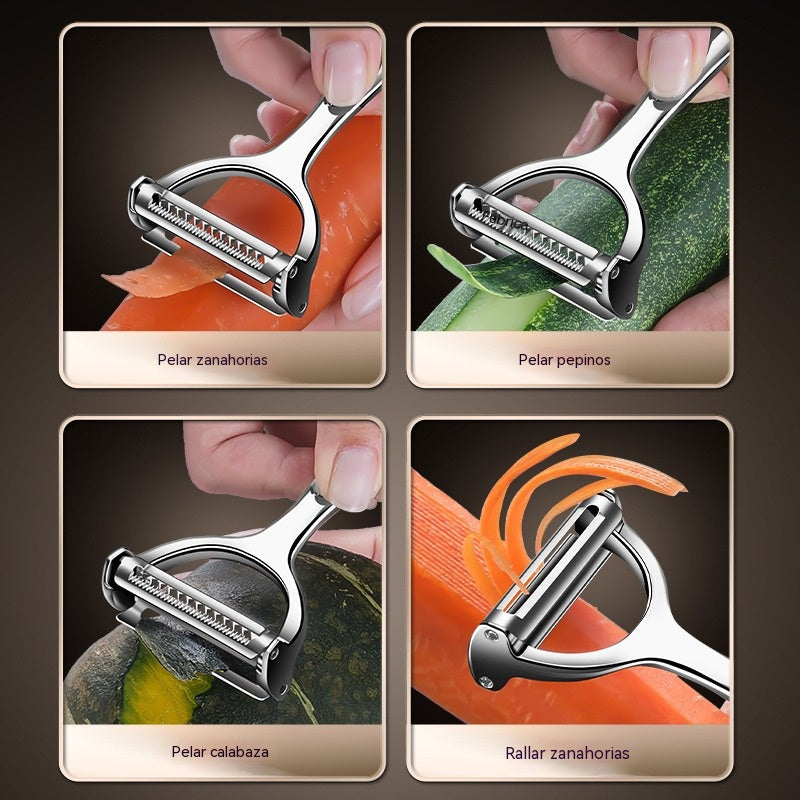 【Compra 1 y llévate 1 gratis】Pelador multifuncional 5 en 1 de acero inoxidable para uso en la cocina.