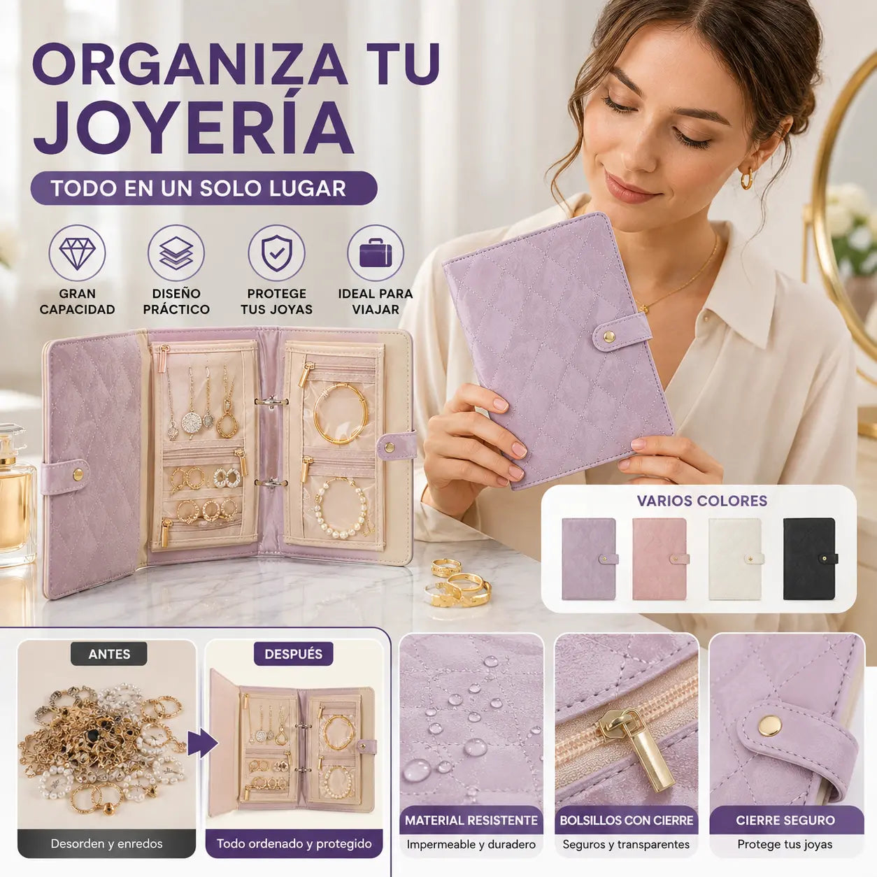 🔥Elegante bolsa portátil para guardar joyas con estampado a cuadros