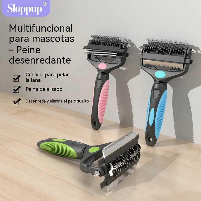 🐕🐈 Peine multifuncional 3 en 1 para desenredar el pelo de mascotas, peine para eliminar el pelo de perros y gatos.