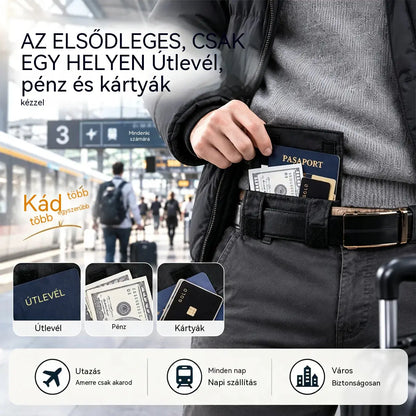 👝✨ Mini deréktáska utazáshoz – nőknek és férfiaknak | Kompakt tok útlevél, pénz, kártyák és iratok számára