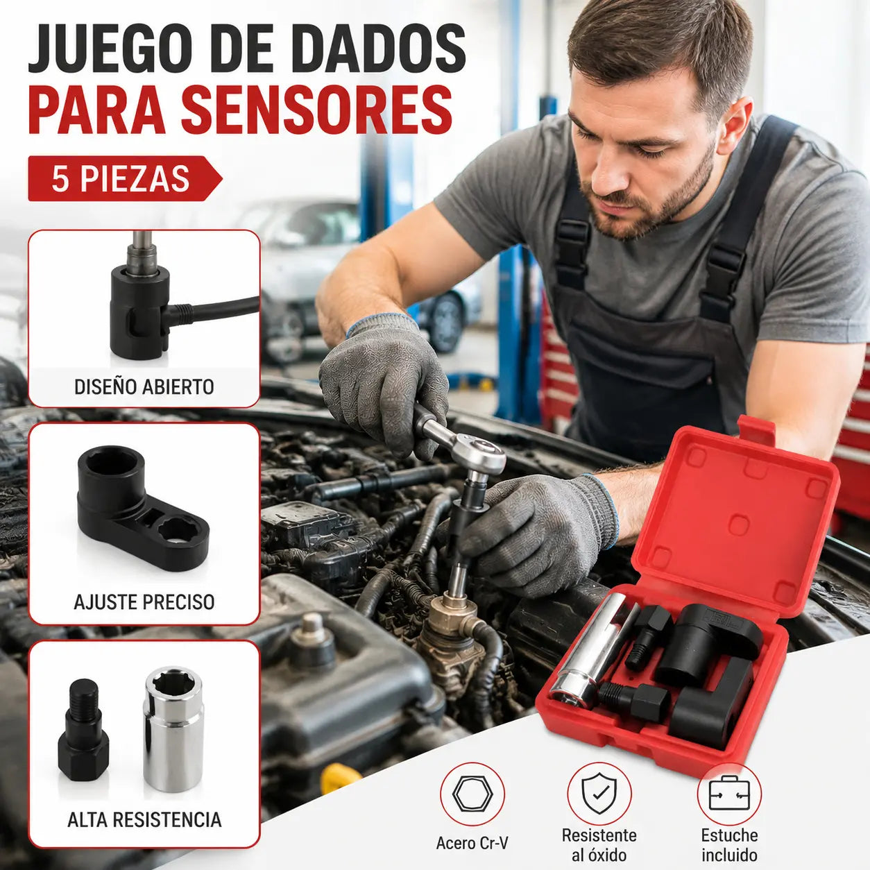 🔧Kit de reparación de roscas para sensor de oxígeno automotriz de 5 piezas y manguito de polarización