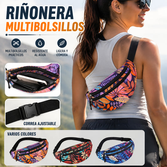 Riñonera elegante para mujer, impermeable y ligera, con múltiples bolsillos para guardar objetos durante los viajes.