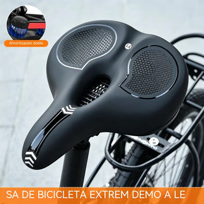 Sillín de bicicleta ultra ancho y cómodo: acolchado de espuma de alta densidad, alivio del dolor, antichoque para bicicletas de montaña y de carretera.