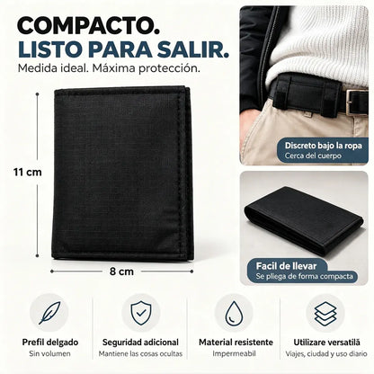 Riñonera Mini de Viaje para Mujer y Hombre | Bolsa Compacta para Pasaporte, Dinero, Tarjetas y Documentos