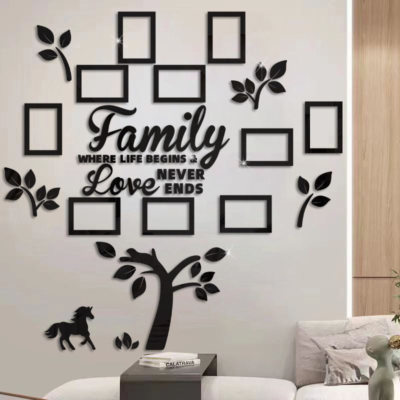 ✨ Adhesivo de pared con marco de fotos de árbol genealógico 3D: estilo moderno, superficie brillante, autoadhesivo 🏡