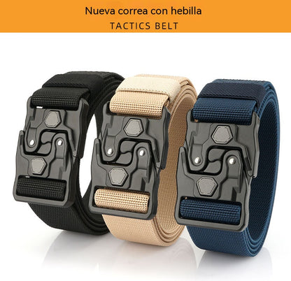 💥Nuevo cinturón casual de nailon trenzado para hombre (modelo 2026) con diseño creativo de ajuste rápido tipo riel.