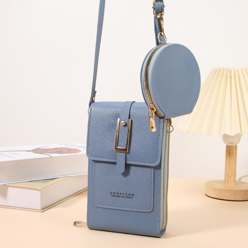 【Juego de 2 piezas】Nuevo bolso bandolera para móvil de mujer: compatible con pantallas táctiles, gran capacidad con múltiples ranuras para tarjetas e incluye un monedero redondo.