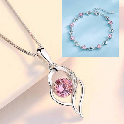 🥰【1 juego：Pulsera + collar】✨Conjunto de pulsera y collar de plata de ley 925 Corazón del Océano