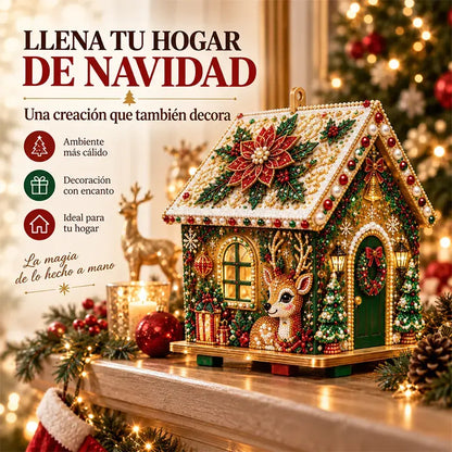 🎄🏠 Kit de Casa Navideña de Madera 3D | Adorno DIY para Montar y Decorar en Familia