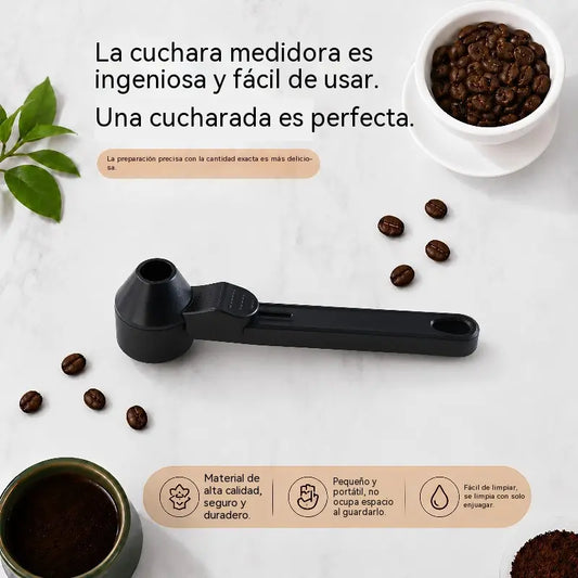 Paquete de 2 [Negro + Transparente]Solo 24 euros🛡️ Una cuchara medidora deslizante multifuncional para evitar derrames y desperdicios.