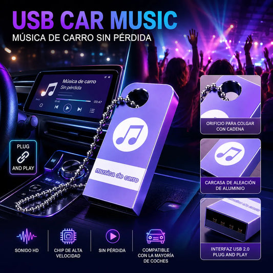 🚗🎵🎵【 32G】 【Unidad flash USB de música】contiene 3000 canciones, 200 MV y efectos de sonido 6D