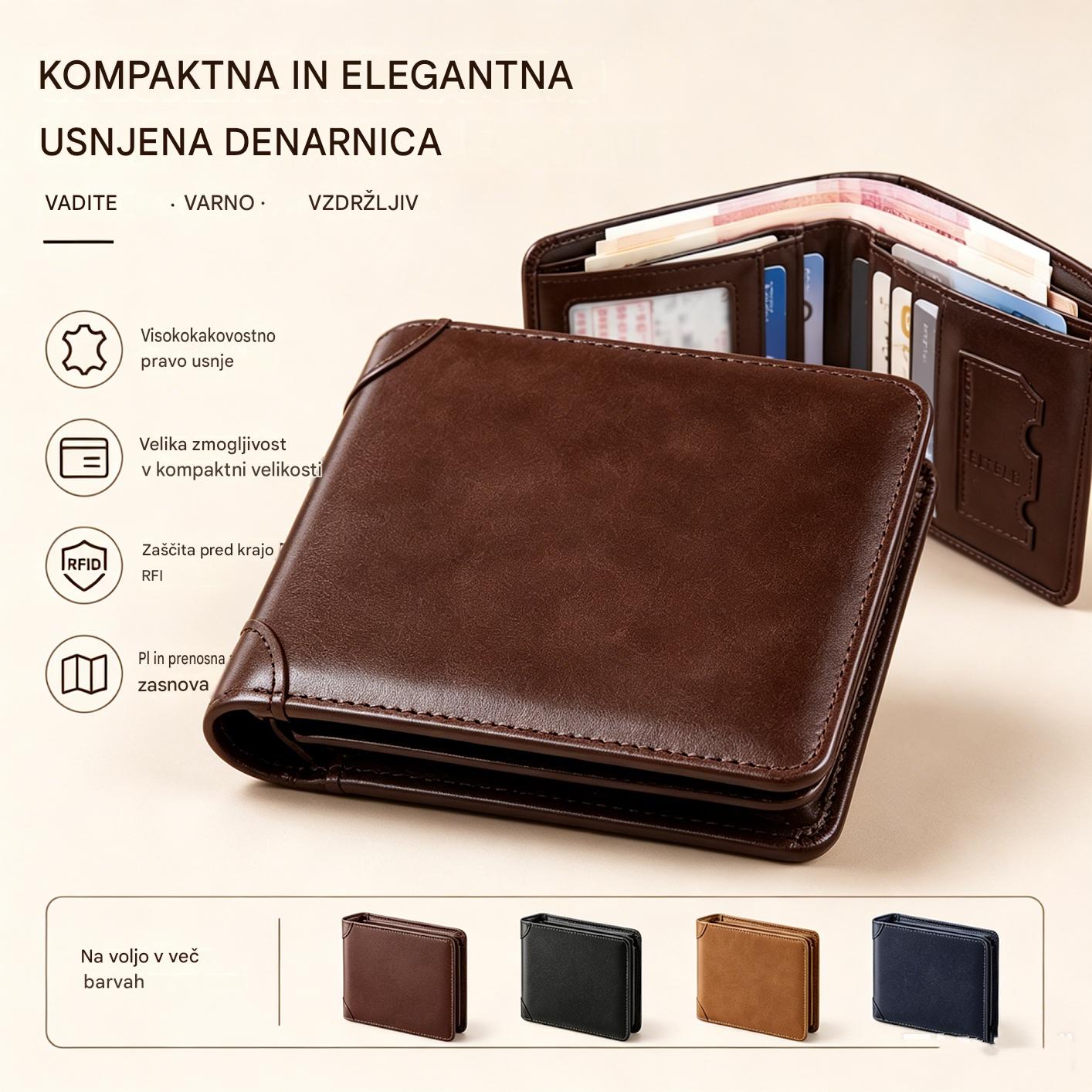 👝✨ Nova moška denarnica iz pravega usnja s protikradje