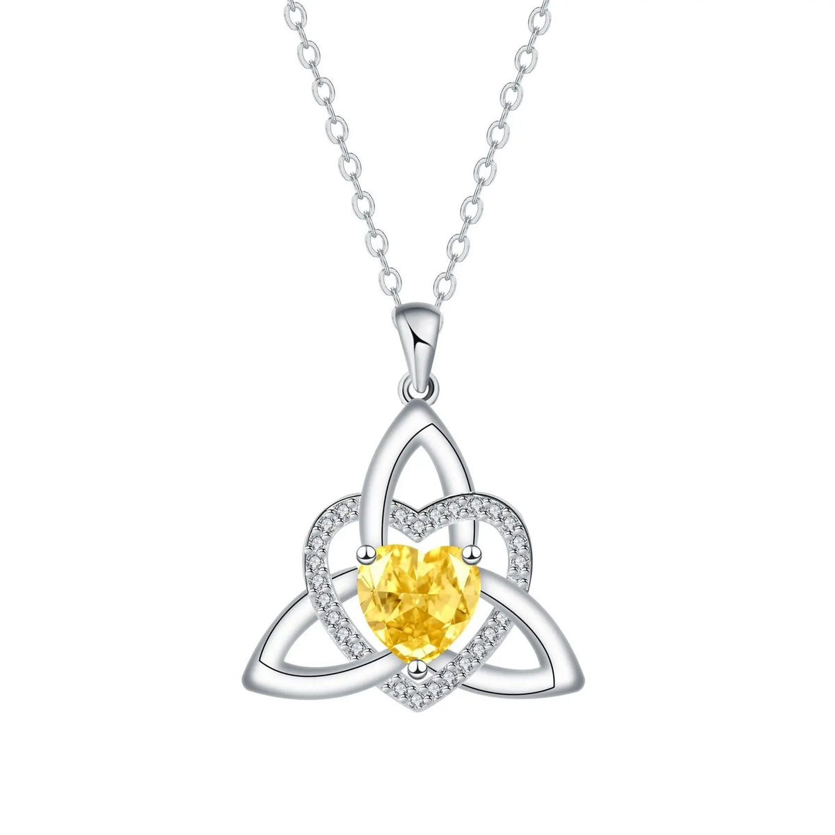 ⏳Oferta por tiempo limitado⏰ Collar de corazón con nudo de la Trinidad celta y piedra de nacimiento✨ Colgante de corazón con nudo de la Trinidad celta y piedra de nacimiento