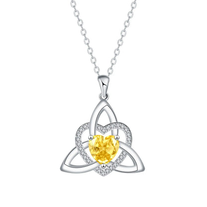 ⏳Oferta por tiempo limitado⏰ Collar de corazón con nudo de la Trinidad celta y piedra de nacimiento✨ Colgante de corazón con nudo de la Trinidad celta y piedra de nacimiento