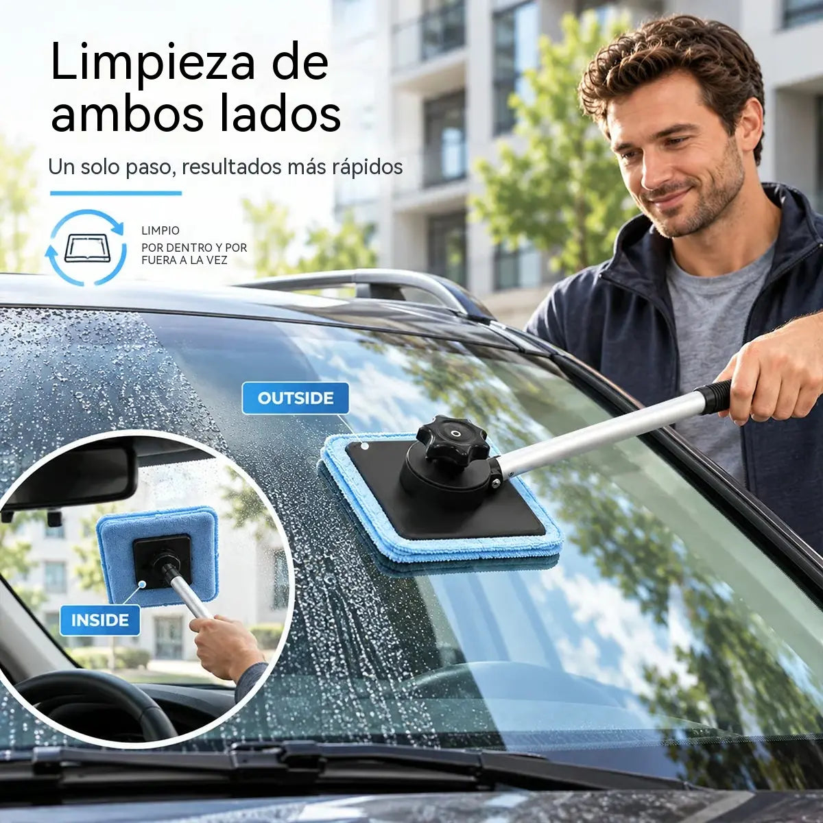 🚗🧼Limpiador de parabrisas magnético dual para automóviles | Kit de limpieza sin rayas para lunas de coche