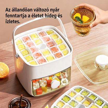 💞Eladások meghaladták az 50 000-et! 💥🥤🧊 50% kedvezmény! Jégkészítő jégtároló funkcióval: egyszerre 48 jégkockát készít, szivárgásmentes fedél 🏖️✅