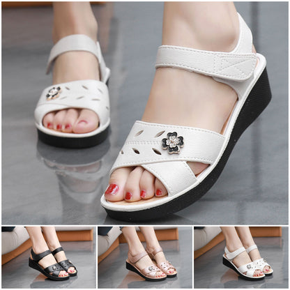 💞【36~49】Sandalias de cuña antideslizantes de piel auténtica.