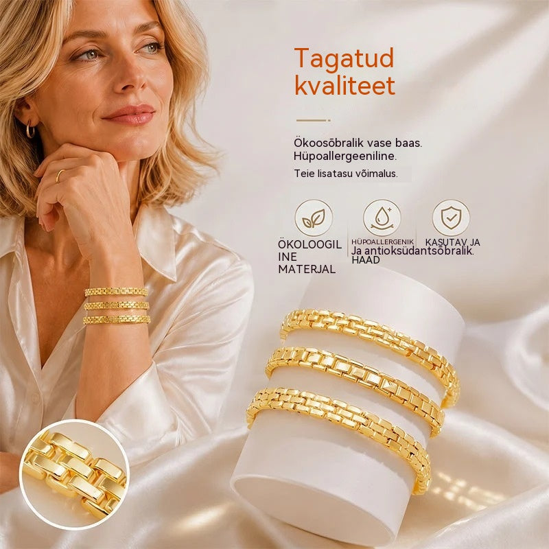 ✨ 50% SOODUSTUST! 🔷 Geomeetrilise lüliga käevõru: minimalistlik, moodne ja õrn. Ideaalne igapäevaseks kandmiseks või peeneks detailiks. Mugav ja mitmekülgne. 💫