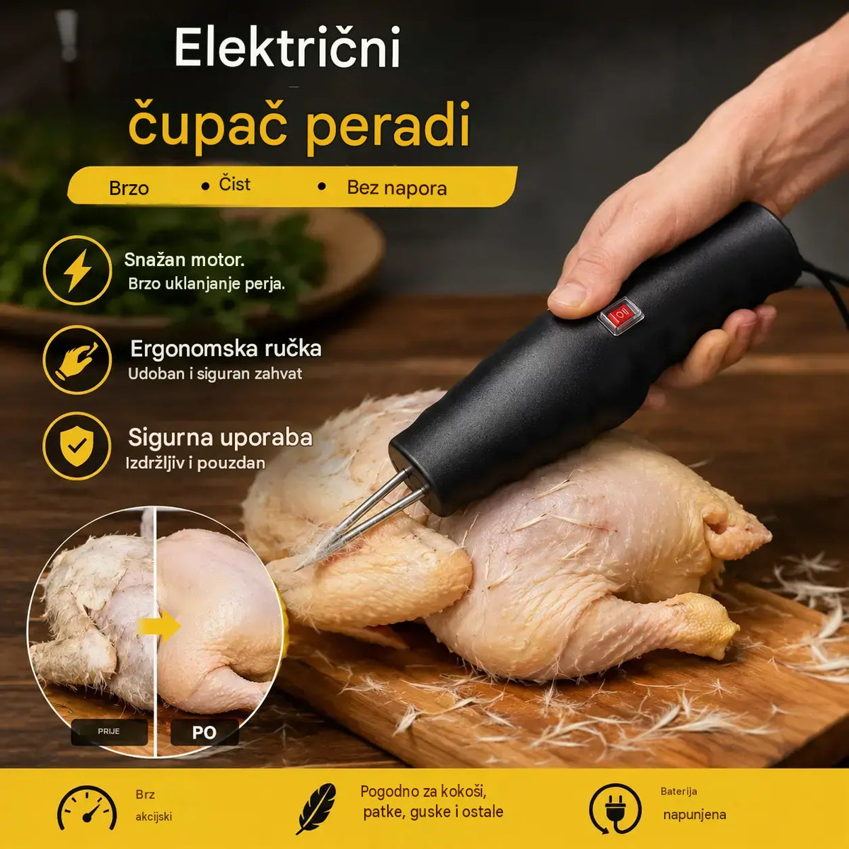 【🔥Rasprodaja】🐓🦆Električni uređaj za uklanjanje dlaka peradi