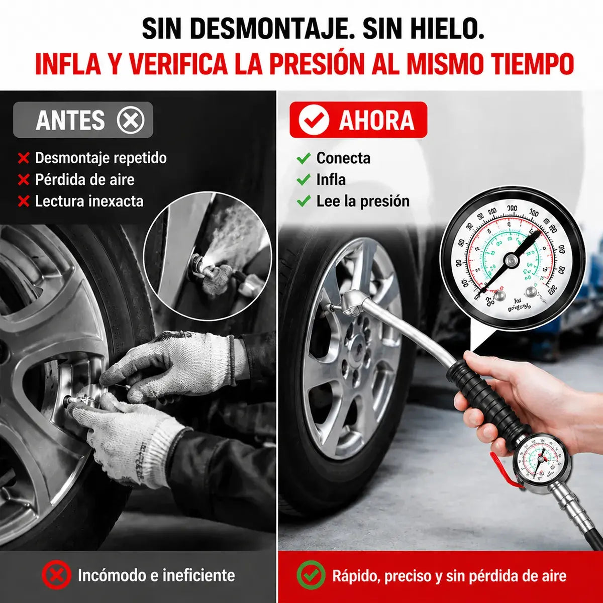 🚗Latiguillo de Inflado Doble para Neumáticos – Conector Universal Antifugas para Coche, Moto y Bicicleta🔧
