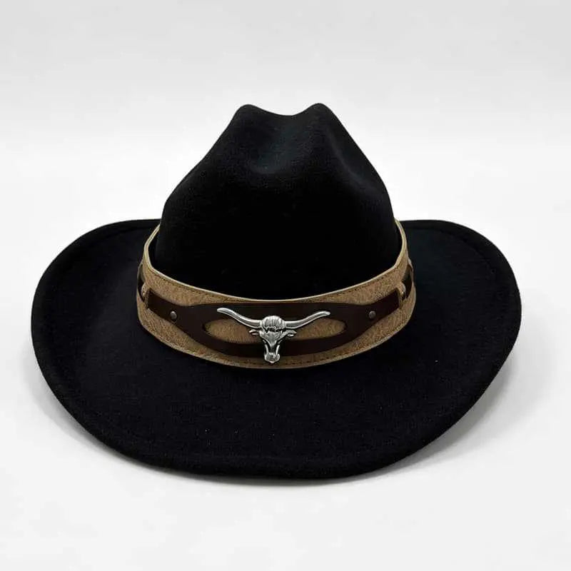 🤠🌟Sombrero vaquero retro de ala ancha - Sombrero de copa estilo western desgastado