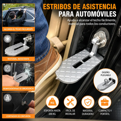 Estribos de asistencia para automóviles, ganchos de asistencia para estribos de techo de SUV, rompeventanas multifuncional para estribos de puertas de automóviles