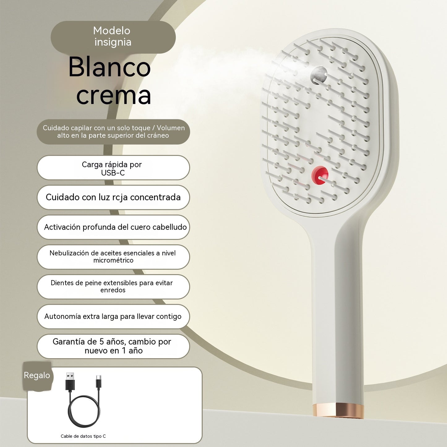 💖💨Un peine con función de pulverización de un solo botón para evitar eficazmente que el cabello se enrede.