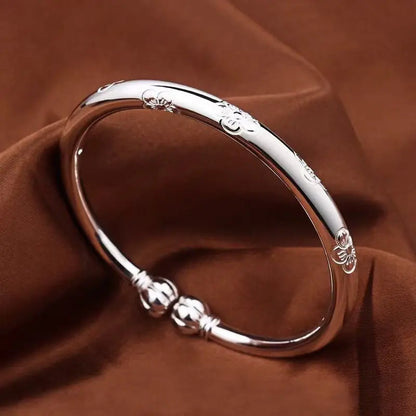✨2 artículos por 23 euros🌸💎Nueva pulsera de plata lisa con cuentas de flor de ciruelo y calabaza