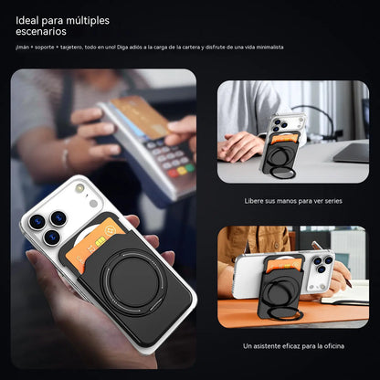 📱📎El soporte magnético para tarjetas de tu teléfono se transforma en un soporte giratorio de 360°, compatible con todas las marcas de teléfonos móviles.
