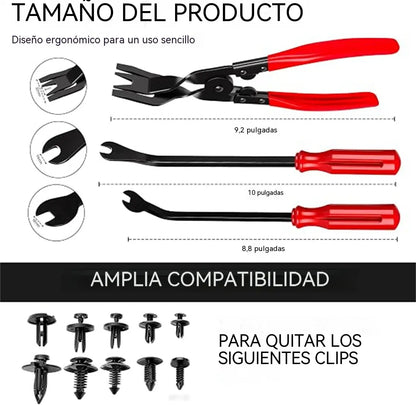Juego de 3 piezas: Alicates para extraer clips de presión hacia abajo para automóviles, herramientas para extraer e instalar clips.
