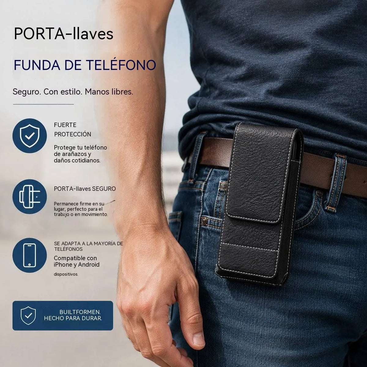 🔥 Funda para Móvil con Clip para Cinturón – Cierre Magnético, Resistente y con Ranura para Tarjetas